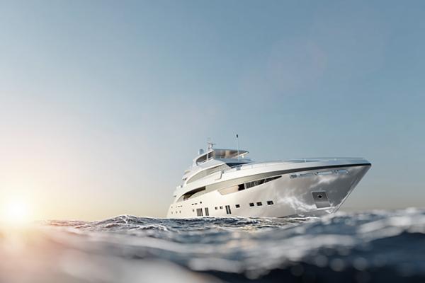  Luxury motor yacht on the ocean 